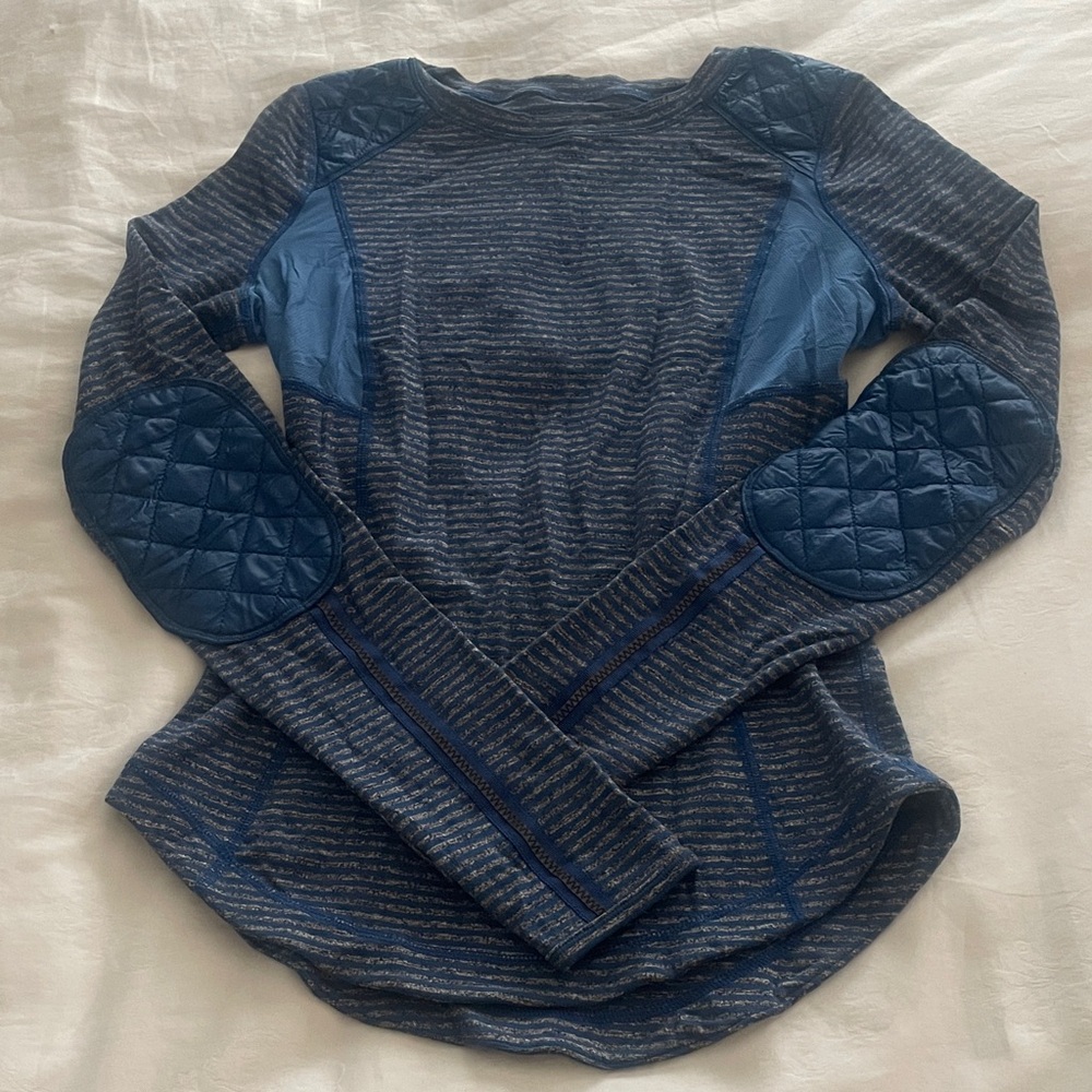 Lululemon Striped Long Sleeve Top with Quilted Elbow Patches